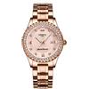 NIBOSI Orologio da polso da donna analogico al quarzo quadrante in oro rosa di lusso impermeabile diamante orologio da polso in acciaio inox per donna data automatica, Oro rosa.