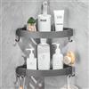 FIISAYL Mensola Doccia, Porta Sapone per Doccia Portasapone porta Bagnoschiuma da Doccia Portaoggetti Accessori Porta Shampoo Doccia con 4 Ganci, Spazio Alluminio Grigio 2 unità