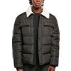 Urban Classics Giacca Camicia Imbottita con Colletto Sherpa, Nero, XL Uomo