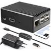 Miuzei Custodia per Raspberry Pi 3 B+ 3b Materiale Metallo con Adattatore 5 V 3 A USB C con Interruttore On/Off Case per Raspberry Pi 3 4 GB Modello b