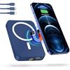 LuLuanping Power Bank Wireless 10000mAh, LuLuanping Magnetico Powerbank con Cavi Integrati, PD 20W Ricarica Rapida con Cavo USB-C, con 4 Uscite e 4 ingressi per iPhone Samsung Huawei Xiaomi (Blu)