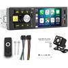WEPARTICULAR Autoradio Bluetooth Carplay Anroid Auto1 DIN Auto radio Multimedia Video Player Touch Screen da 4,1 Bluetooth Mirror Link Auto Porta di ricarica USB/Tipo C Unità principale con telecamera posteriore