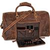 DONBOLSO Weekender Napoli | Borse da Viaggio in Pelle Uomo | Borsone da Viaggio Pelle | Taglia L con 40 Litri | Borsa per Bagagli a Mano | Vintage Marrone