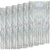 KOOSREEL 6 Metallo Tinsel Argento (1 × 2 m), Foglia di Paillettes per Capodanno, Festa di Matrimonio, Decorazione di Compleanno, Tende con Frange in Alluminio, 6pcs