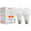 Amazon Basics Lampadina LED intelligente, multicolore, con attacco E27, 8W (equivalente a 60W), compatibile solo con Alexa, 2 confezione