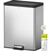 EKO - Ecocasa III Pattumiera da cucina per riciclaggio - Pattumiera a pedale a doppio scomparto - Perfetto per cucina e casa, in acciaio inox 20+20 litri
