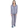 Sorbetto Pigiama lungo da donna, dal design moderno, Maniche lunghe con bottoni blu scuro, L