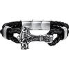 FaithHeart Bracciale in Pelle 21/23 CM Intrecciata Bracciale da Uomo Nome Personalizzato Bracciale Vichingo Massoneria Martello di Thor Gioielli Gotici in Acciaio Inossidabile Antiallergico