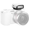 Camnoon Mini flash per fotocamera, GN8 6500 K, luminosità a 3 livelli, flash manuale/automatico, batteria integrata per Canon, Nikon, Sony, Fujifilm, Olympus, fotocamere Panasonic (bianco)