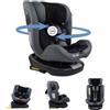 Mobiclinic®, Seggiolino auto, Girevole 360º, Regolazione i-size, Top tether, Gruppo 0/1/2/3, Max. 36kg, Per bambini, Pandafix, 0-12 anni, Cintura a 5 punti, Regolabile, Reclinabile 3 posizioni (Nero)
