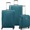 RONCATO CITY 3.0 Set valigie trolley Grande, Medio e Cabina, con sistema di chiusura TSA, Espandibile con zip, morbido - Smeraldo