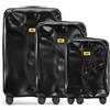 CRASH BAGGAGE Icon Set | 3 Trolley rigidi da Viaggio (S + M + L) Valigie di Design Italiano con Chiusura TSA e 4 Ruote girevoli EASY LIFE KIT in Omaggio 3 Custodie per Valigia (3 Pezzi) Black