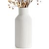 Winter Shore Vaso Bianco Ceramica - Vaso Fiori Interno Decorativo - Vaso Ceramica Bianco per Decorare Casa - Vaso per Pampas per Ufficio, Soggiorno - Soprammobile Moderno Elegante in Ceramica