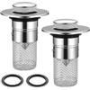 SHACHENH 2 Pezzi Tappo Lavabo, Filtro Lavandino con Raccogli Capelli, Tappo di Scarico Universale in Acciaio Inox per Lavandini 34-40mm, Valvola Pop Up Universale per Lavabo