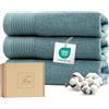 Ferò Set Asciugamani Ospite Lusso 3 Pezzi, Cotone Premium 100% 550 g/m², OEKO-TEX, Asciugamani Piccoli Ultra Morbidi e Assorbenti, Design Italiano, Asciugamani Bidet 30x50 cm, Azzurro