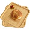 volumoon Vassoio in Legno di Bambù Naturale, 2 Pezzi Piatto da Portata Quadrato da 20 cm, Vassoio Colazione Piccolo per Pane, Vassoio in Legno da Cucina per Sottobicchiere, Tè, Caffè (20×20×1.5 cm)