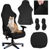 HWSWSH 4 Pz Set di Coprisedie da Ufficio Copri Schienale/Cuscini Seduta/Braccioli, Fodera per Sedia da Gioco, Coprisedia Elasticizzato Rimovibile, Coprisedia con Schienale, Copri Sedia da Gaming, Nero