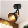 ZMH Faretto da soffitto vintage nero: 1 lampadina lampada da soffitto retrò E27 lampada da corridoio orientabile a 350° faretto da parete plafoniera industriale in metallo per corridoio cucina