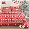 DXHOME Set di biancheria da letto, motivo natalizio, 155 x 220 cm, rosso cervo, morbida microfibra, per ragazze, ragazzi, regali per bambini, copripiumino con chiusura lampo + 1 federa 80 x 80 cm