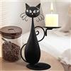 QSLKI QLSKI Porta Candele,Portacandela gatto nero con vassoio, Portacandela tea light, Portacandela vintage, Decorazione gatto in metallo per la casa, Decorazione portacandela (Tipo 1)