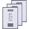 Walasis Cornice portafoto A4, colore grigio, set di 3 cornici per documenti, formato DIN A4 (21 x 29,7 cm), per certificati, collage foto, moderne, in plastica con vetro acrilico