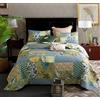Qucover Copriletto Trapuntato Matrimoniale in Cotone con Motivo Foglie Copriletto Patchwork Vintage con due Federe 240x270 cm