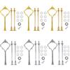 APOMOONS Basicon - Set di 6 aste da 2 a 3 livelli, per torta nuziale, supporto per torte nuziali, supporto per torte, 3 piani, colore: Argento oro