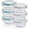 Grizzly Contenitore per Alimenti in Vetro - Set da 6 - Capacità 400 ml - Rotondo Adatti per Forno - Frigo e Congelatore - Ermetico Anti Perdite - Lavabile in Lavastoviglie - senza BPA