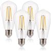 FLSNT Lampadina Dimmerabile e27 Equivalente 40W, 4W ST58 LED Edison, Lampadine LED per interni e27, 470 lm, 2700K bianco caldo, Confezione da 4