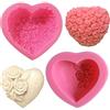 SUNSK Stampi in Silicone di Cuore Fondente Torta Stampi del Fiore DIY Strumento di Decorazione di Cottura Cioccolato Caramelle Dolci Stampi 2 pezzi