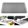 KitchenRaku Tappetino scolapiatti 40x60cm, Resistente al calore,Sottobicchieri in silicone antiscivolo, Presine, Tovaglietta, Ripiano per cucchiai (Grigio)