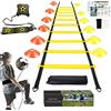 YGORTECH Kit Allenamento Calcio,Scaletta Allenamento Calcio 6M con 12 Coni Allenamento Calcio Accessori, Set di Allenamento per Il Calcio