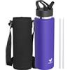 AORIN Borraccia in Acciaio Inox - 500ml/750ml/1L - Borraccia Isolata con Bocca Larga con Cannuccia - Borraccia Termica a Prova di perdite - Borracce Senza BPA per Lavoro, Palestra, Viaggi, Sport