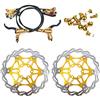 NYK Zoom - Set di freni a disco idraulici per mountain bike, anteriore e posteriore, con rotore a disco flottante da 160 mm e bulloni colorati (oro)