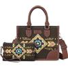 DEEVORCA Donna Borsa a Mano Vintage Borsa a Tracolla Disegni Stampati Manico Superiore Tracolle Rimovibili Tote Borse Casual Shopping Datazione Borsa a Spalla Canvas Nero