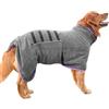 Euakee Accappatoio per Cani, Asciutto Veloce Cane Abiti Cappotto Super Assorbente, Colletto Regolabile e Cinturino Pancia Cappotto ad Asciugatura Rapida Asciugamano Gatto, Grigio (XXL)