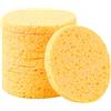 Fodlon 10 Pezzi Spugnette Viso Pulizia, 8cm Spugna Detergente Viso in Cellulosa, Cosmetico Bellezza Soffio Spugna, Struccante Rimozione Trucco Spugne Pads per Make Up Cura del Viso (Giallo) (Rotondo)