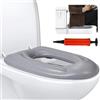 BORDEAG Cuscino Gonfiabile Per Sedile WC,Coperchio WC Morbido Lavabile Con Ventosa,Pompa,Cuscino Sollevato A Ciambella,Cuscino Ortopedico Gonfiabile Per Adulti,Anziani