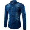 PRJN Camicie di Jeans da Uomo Top in Cotone a Maniche Lunghe con Bottoni Camicie di Jeans da Uomo Camicia Casual Slim Fit in Cotone Elasticizzato Top in Cotone Elasticizzato di Jeans Casual Elegante