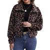SUIUOI Cappotto leopardato da donna, in pile, caldo, invernale, con tasca, casual, con motivo leopardato, leopardo, XXL