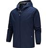 Generic 2024 Uomo con Cappuccio Manica Lunga Tasca Cerniera Sottile Leggero Cappotto Outdoor Casual Escursionismo Giacca a Vento Giacca con Cappuccio Uomo, Blu scuro, 5XL