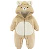 SEAUR Baby Pagliaccetto con Cappuccio Inverno Tuta da Neve Manica Lunga Tutine Peluche Caldo per Bambino Ragazzo Ragazza, beige, 12- 18 Mesi