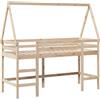 vidaXL Letto Soppalco con Scala e Tetto 90x200 cm Legno Massello Pino, letto a soppalco con tetto, letto a soppalco singolo, letto a mezza piazza per bambini