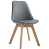 CLP Sedia da Pranzo Manado Scandinava I Sedia Soggiorno Imbottita in Similpelle E Legno di Faggio Alt.47 CM, Colore:Grigio, Colore del Telaio:Natura