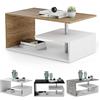 MIADOMODO® Tavolino da Salotto - 90 x 50 x 41 cm, con Ripiani, Basso, Rettangolare, Design Moderno, Colore a Scelta - Tavolo da Caffè, Tè, Soggiorno, Arredamento (Bianco - Quercia finta)
