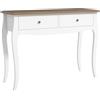 HOMCOM Tavolo Consolle Moderno con 2 Cassetti, Consolle da Ingresso in MDF e Truciolato, 100x35x76.5 cm, Bianco e Marrone Scuro