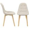 [en.casa] Set di 2 Sedie Imbottite per Sala di Pranzo/Attesa/Salotto/Studio - 2 Sedie in stile Trapuntato - Rivestimento in Tessuto, Gambe in Legno di Faggio - Beige