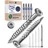 NietFullThings Viti a testa bombata per terrazze, 5 x 80, in acciaio inox A2, viti a testa bombata Torx, 5 mm, spesse, 1000 pezzi, viti per legno Torx, lunghezza 80 mm, con 4 punte Torx