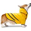 Nobleza Cappotto Impermeabile Regolabile per Cani con Cappuccio - Poncho Impermeabile per Cani di Piccola e Media Taglia, Giallo, 45cm