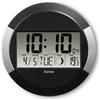 Hama Orologio da parete digitale con radio (orologio radio senza ticchettio, orologio digitale con display LCD, termometro, calendario, fase lunare, batteria inclusa per appendere o posizionare
